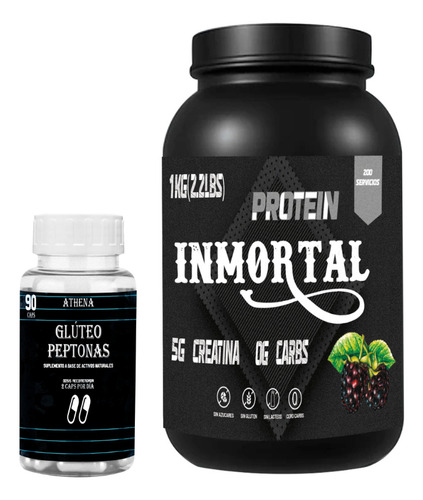 Dúo Peptonas Athena + Creatina Inmortal 90 Cap/1kg 200 Serv. Sin Sabor - Moras