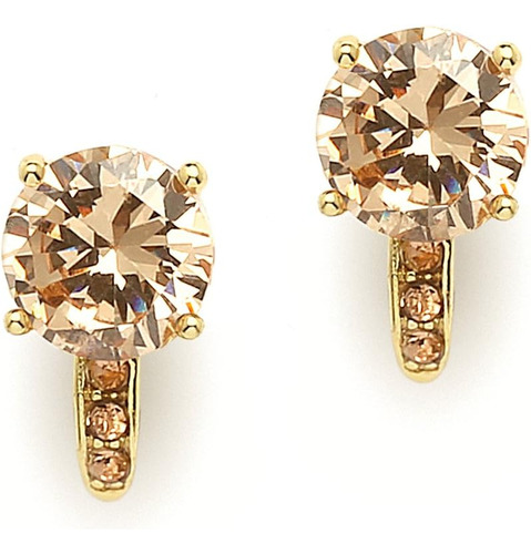 Pendientes Mariell Champagne Dorados Con Clip De Cristal Cir