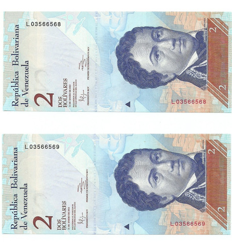 2 Billetes Consecutivos Bsf. 2  - L8 Enero 31 2012 