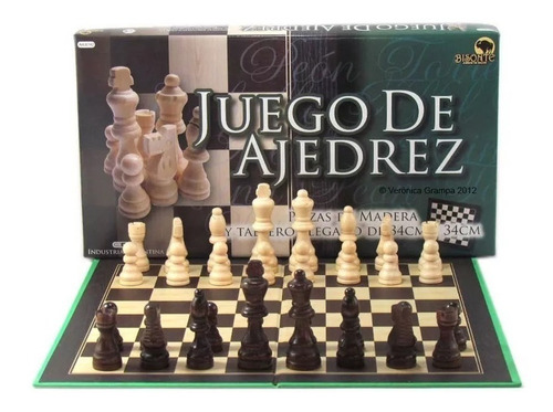 Juego Ajedrez Con Piezas De Madera Y Tablero De 34 X 34 Cm