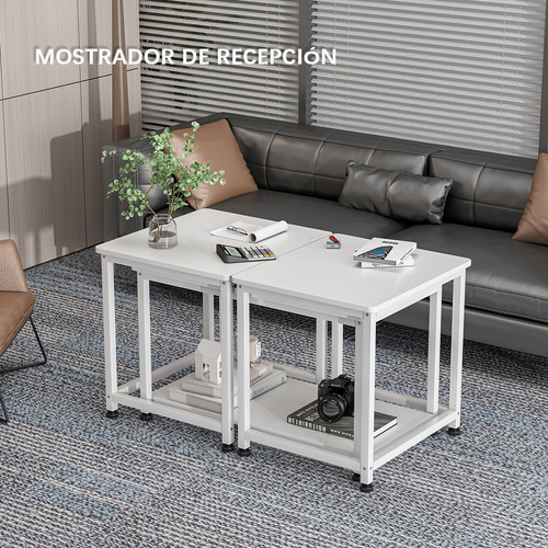 Mesa De Centro 2 Estantes Minimalista Mesa Lateral De Metal