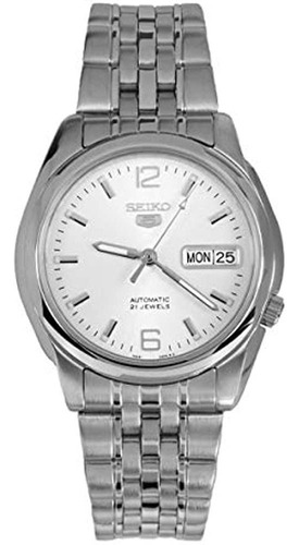 Seiko Series 5 Automático Blanco Dial Mens Reloj Snk385