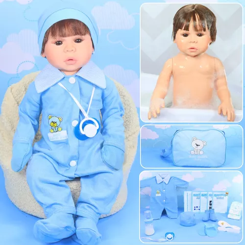 Boneco Bebê Reborn Recém Nascido Menino Realista 100% de Silicone Sóli – CN  FÁBRICA