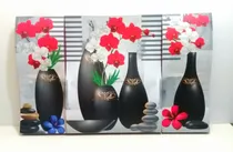Comprar Cuadro Decorativo Moderno Ondulado Floreros Negro Textura