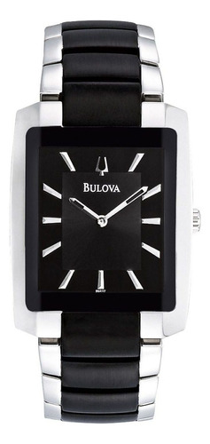 Reloj Para Hombre Bulova 98a117 Dress Color de la correa ACERO PVD NEGRO Color del bisel Plateado Color del fondo Negro