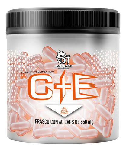Dragon Tech Vitaminas C + E Rose Magnesio Antioxidante Sabor Sin Sabor 60 cápsulas