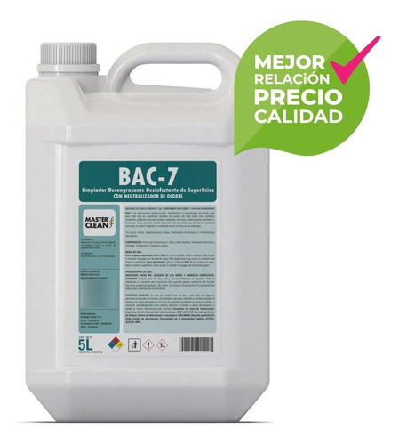 Desengrasante Desinfectante Bac-7 - Master Clean X 5lts