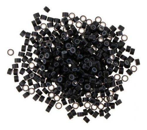 5 De 500 Silicone Micro Rings Links Beads Feather Negro