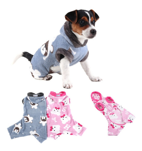 Roupa Pijama Macacão Fleece Pet Macio Cachorro Pequeno