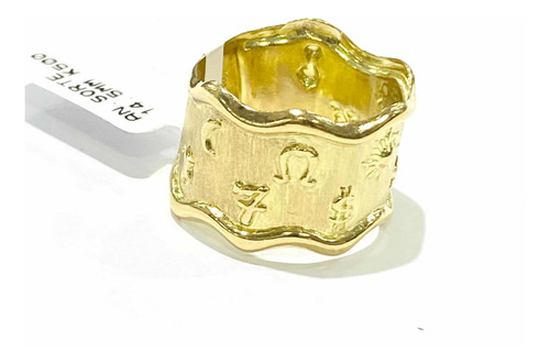 Anel Aliança Zodiaco Signo Trabalhado 1.5 Cm Ouro 18k Desenh
