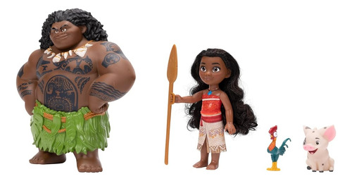 Set De Muñecas Moana Y Maui Con Figuras Pua Y Heihei