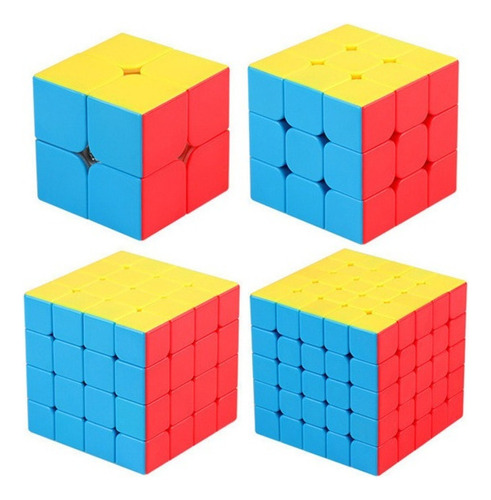 Cubo Mágico 2x2 + 3x3 + 4x4 + 5x5 Moyu Sin Pegatinas, 4 Unid