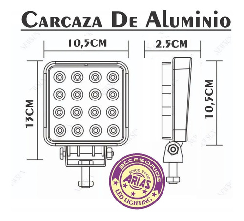 Imagen 2 de 5 de Faro Auxiliar Reflector 4x4 Led Off Road 48w 12 A 24v Camion