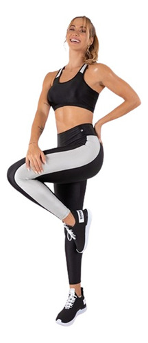 Calza Deportiva Legging Fitness Platinado Franja Kattiva