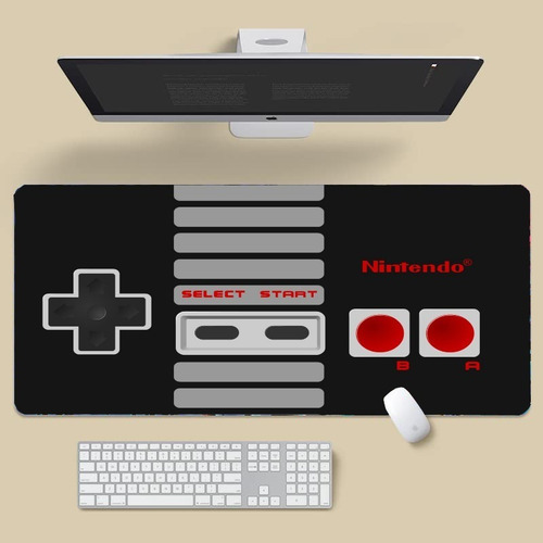 Mouse Pad Largo Control Nintendo Retro Gamer Negro 30x70cm