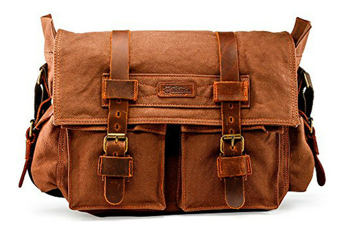 Bolso Messenger Laptop Vintage Canvas Cuero