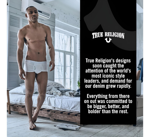 4 Pack Boxers Briefs True Religion Hombre Negros Algodón