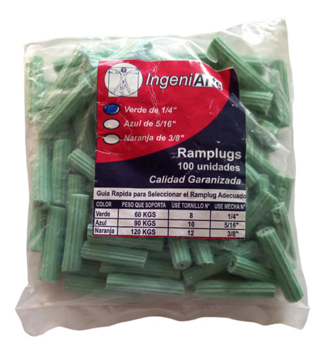 Ramplug Verde De 1/4 Pulgadas Ingeni Art (pack 200 Unds)