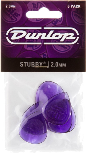 Kit Com 6 Palhetas Dunlop 2.0mm Stubby Jazz 474p