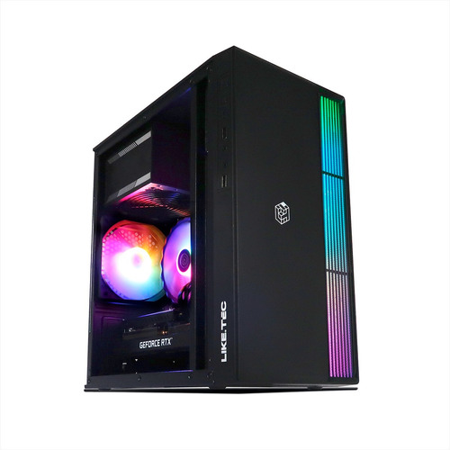 Gabinete Gamer Prime Rgb Lateral Acrilico Fita Rgb - Liketec Cor Preto