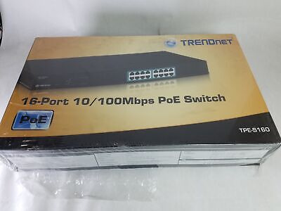 New Trendnet Tpe-s160 16-port 10/100 Mbps Poe Fast Ether Ttz