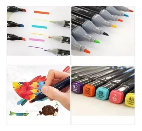 Marcadores 80 Colores Colores Doble Punta Plumones Punta Pincel A Base De Alcohol