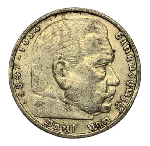 Moneda Alemania Tercer Reich 5 Reichsmark Año 1936 (a) Km#86