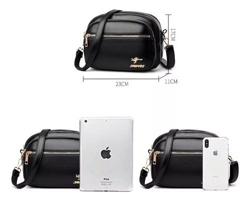Bolso De Hombro De Mujer De Moda Fiesta Liso Cuero 3 Capas
