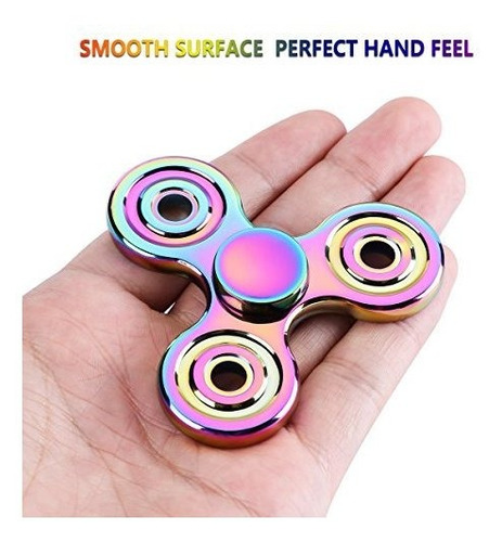 Fidget Spinner De Acero Inoxidable Color Tornasol Antiestres