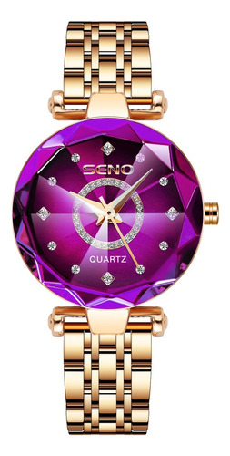 Reloj Impermeable Poligonal Con Esfera Diamante Para Mujer_a