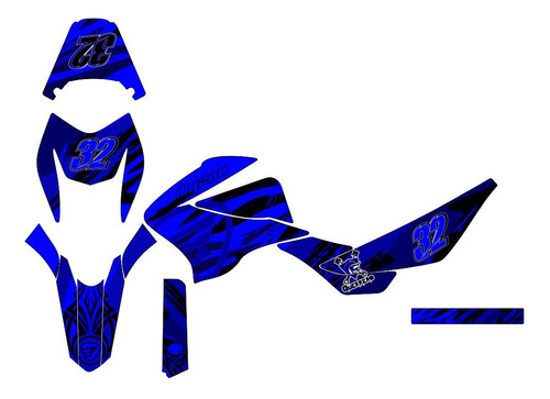 Graficos  Para  Ft-125 Ita-lika Azul Neon