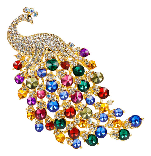 De Broche En Forma De Pavo Real Con Diamantes De Imitación