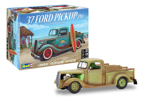 Revell 85-4516 1937 Ford Pickup Truck 2n1 W/surf Board Kit D