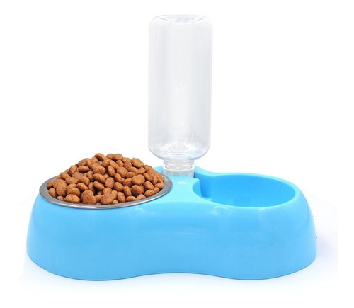 Comedero Doble Bebedero Con Botella Plato Para Perros Gatos