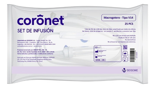 Set Infusion Macrogotero V14 Sin Aguja 50 Unidades Vto2029