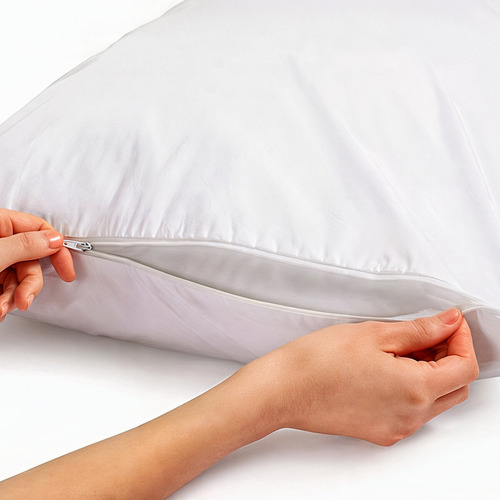 Set 2 Fundas Protectoras De Almohada Queen Impermeable Color Blanco Liso