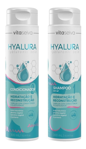 Imagem 1 de 12 de Kit 1 Sh 300ml + 1 Cond 300ml Hyalura Reconstrução Vs
