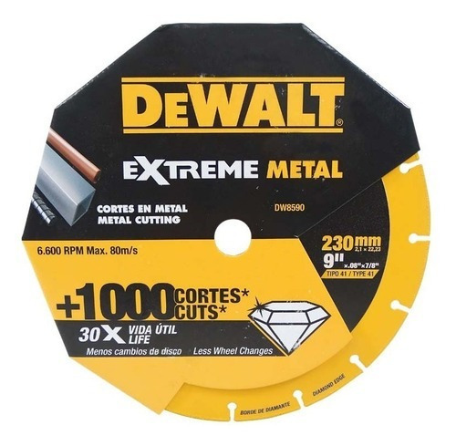 Disco Abrasivo 9 Corte Diamantado Dewalt Dw8590 Color Amarillo
