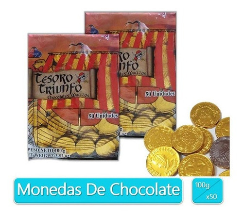 Monedas De Chocolate 2 Bolsas X 50 Unidades Triunfo