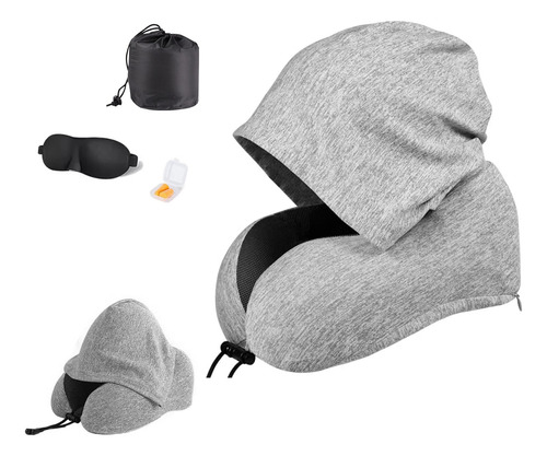 Almofada Com Capuz E Gola De Avião Para Viajar Com Veludo