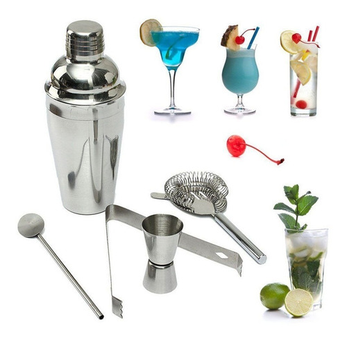 Cilio Set De 5 Piezas Para Bar Coctelera Pinzas Medidor