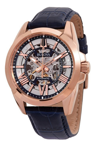 Reloj Bulova Automatico Sutton Skeleton 97a161 En Stock