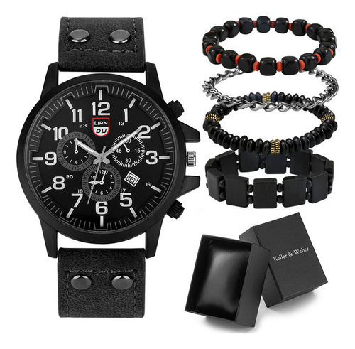 Set De Regalo Moderno Con Pulsera De Cuarzo Para Hombre, 4 U