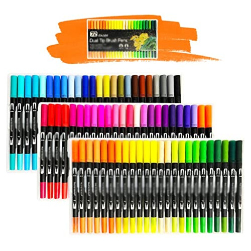 Wdfffe 60/72 Colors Watercolor Pens Set Dual Tip Brush Art P