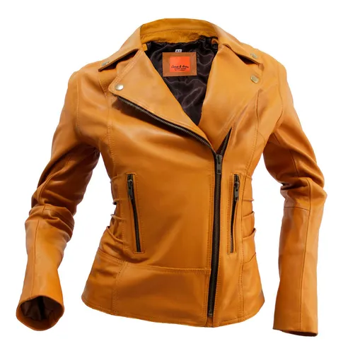 Chamarra de piel cruzada outlet