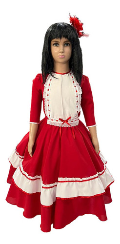 Vestido Prenda Infantil Rosa Vermelho Lilás Gaúcho Ctg