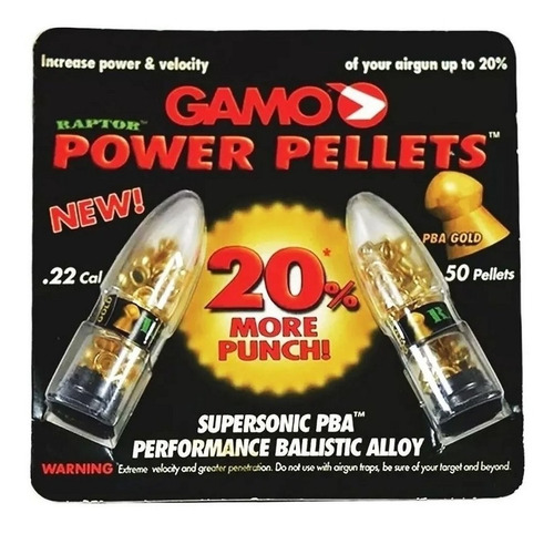Imagem 3 de 4 de Chumbinho Gamo Raptor Pba Gold Power Pellets 5,5mm 50un