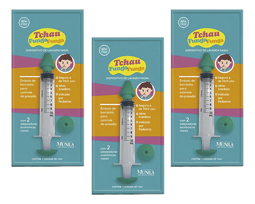 Seringa Nasal Munila 10ml Kit 3un - Bebê