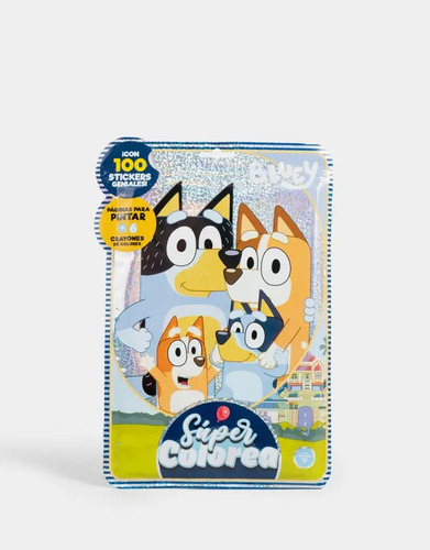 Libro Super Colorea Bluey Crayones Stickers - Premium