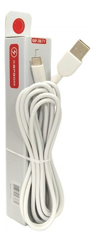 Cable de datos y carga Kapbom 2m 3a Kap-860 tipo C, color blanco
